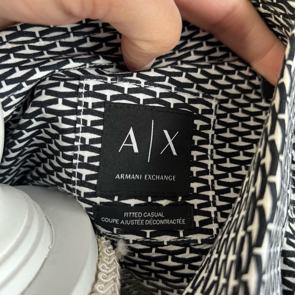 Armani Exchange Fitted Casual Button Up Shirt Micro Pattern Winter 2015 Men's L - Picture 2 of 9